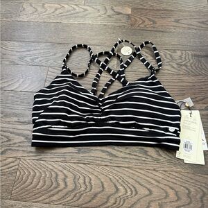 CALIA Strappy Black & White Stripe Swim Bikini Top